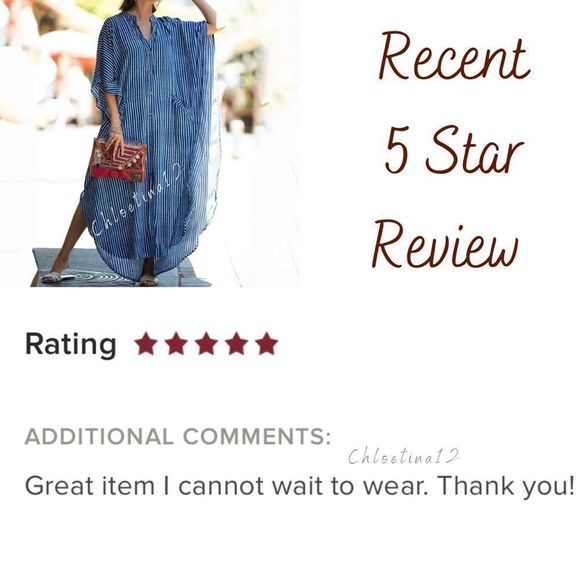 Striped Kaftan In Blue - Picture 4 of 5